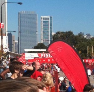 Finish line at the Chicago Marathon on the way to finishing 50 states