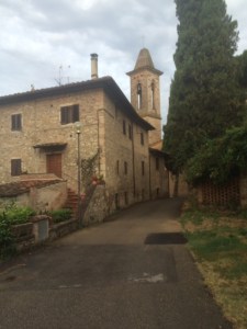 Checking out the churches in the rolling hills in Italy